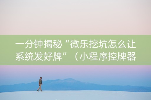 一分钟揭秘“微乐挖坑怎么让系统发好牌”（小程序控牌器)
