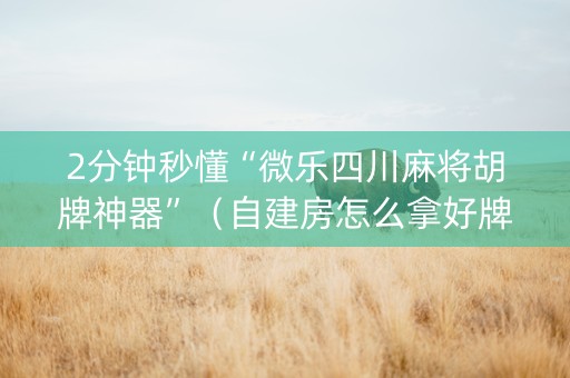 2分钟秒懂“微乐四川麻将胡牌神器”（自建房怎么拿好牌)