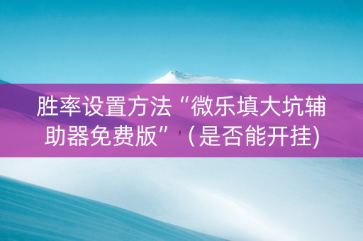 胜率设置方法“微乐填大坑辅助器免费版”（是否能开挂)