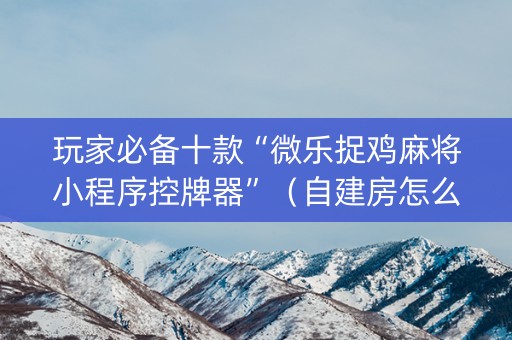 玩家必备十款“微乐捉鸡麻将小程序控牌器”（自建房怎么拿好牌)
