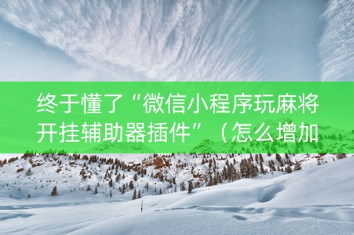 终于懂了“微信小程序玩麻将开挂辅助器插件”（怎么增加胜率)