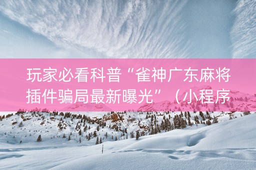 玩家必看科普“雀神广东麻将插件骗局最新曝光”（小程序必赢神器)