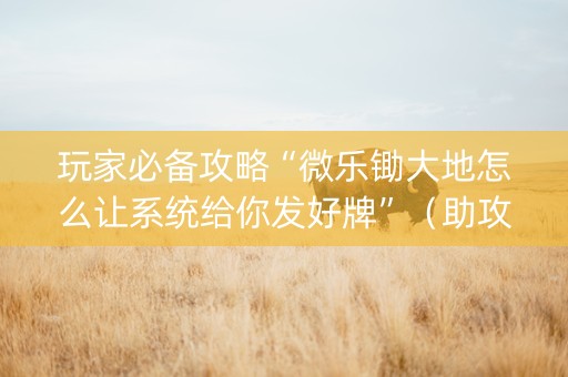 玩家必备攻略“微乐锄大地怎么让系统给你发好牌”（助攻神器)