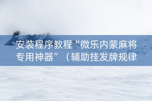 安装程序教程“微乐内蒙麻将专用神器”（辅助挂发牌规律)