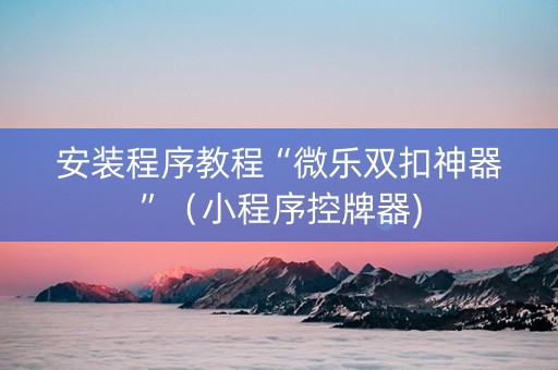 安装程序教程“微乐双扣神器”（小程序控牌器)