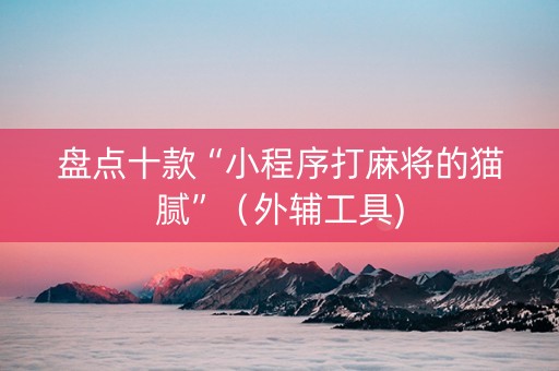 盘点十款“小程序打麻将的猫腻”（外辅工具)