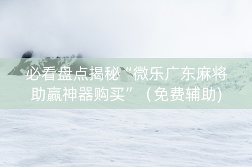 必看盘点揭秘“微乐广东麻将助赢神器购买”（免费辅助)