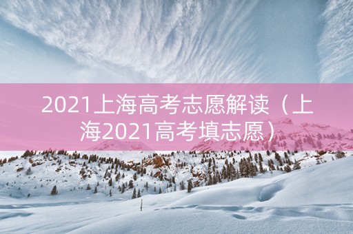 2021上海高考志愿解读（上海2021高考填志愿）