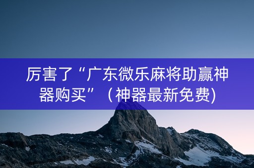 厉害了“广东微乐麻将助赢神器购买”（神器最新免费)
