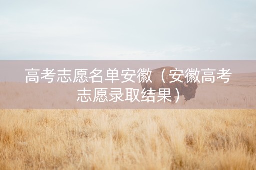 高考志愿名单安徽（安徽高考志愿录取结果）