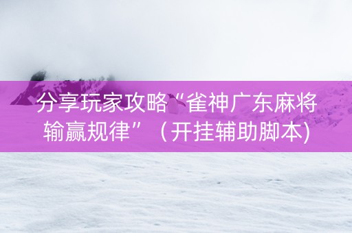 分享玩家攻略“雀神广东麻将输赢规律”（开挂辅助脚本)