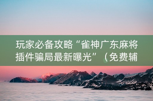 玩家必备攻略“雀神广东麻将插件骗局最新曝光”（免费辅助)
