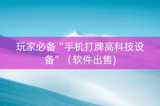 玩家必备“手机打牌高科技设备”（软件出售)