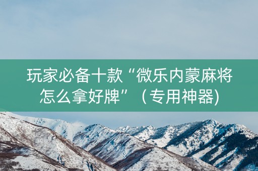 玩家必备十款“微乐内蒙麻将怎么拿好牌”（专用神器)
