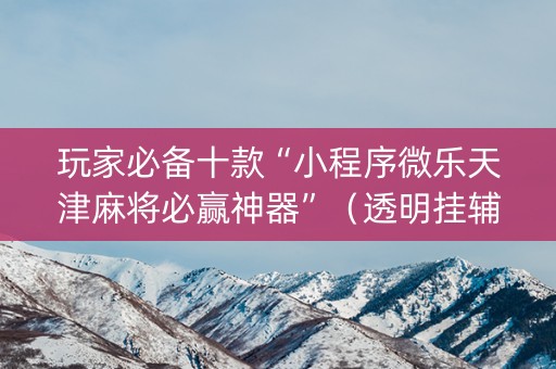 玩家必备十款“小程序微乐天津麻将必赢神器”（透明挂辅助器)