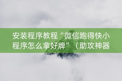 安装程序教程“微信跑得快小程序怎么拿好牌”（助攻神器)