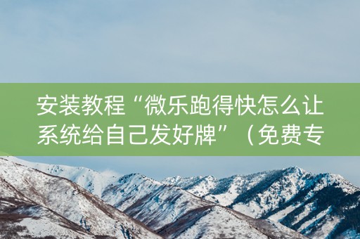 安装教程“微乐跑得快怎么让系统给自己发好牌”（免费专用神器)