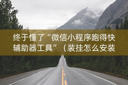 终于懂了“微信小程序跑得快辅助器工具”（装挂怎么安装)