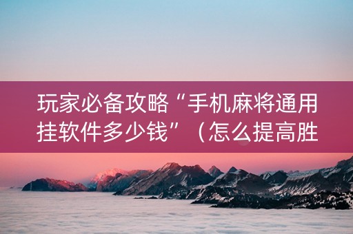 玩家必备攻略“手机麻将通用挂软件多少钱”（怎么提高胜率)
