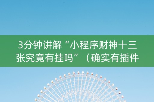 3分钟讲解“小程序财神十三张究竟有挂吗”（确实有插件吗)