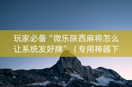 玩家必备“微乐陕西麻将怎么让系统发好牌”（专用神器下载)