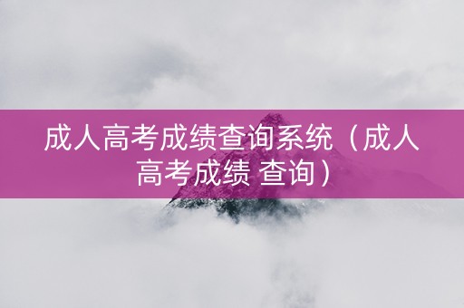 成人高考成绩查询系统（成人高考成绩 查询）