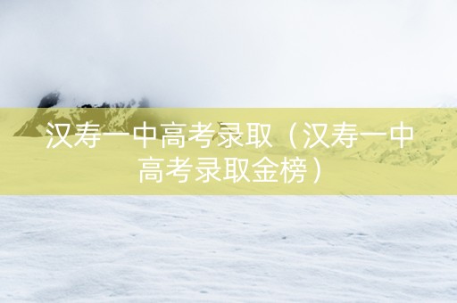 汉寿一中高考录取（汉寿一中高考录取金榜）