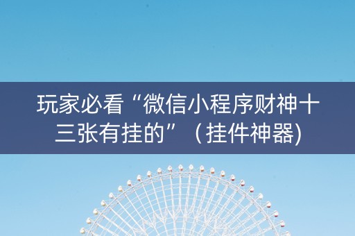 玩家必看“微信小程序财神十三张有挂的”（挂件神器)