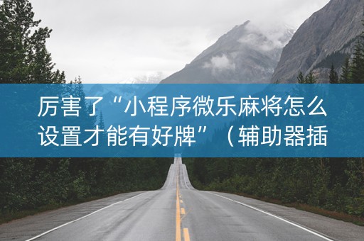 厉害了“小程序微乐麻将怎么设置才能有好牌”（辅助器插件)
