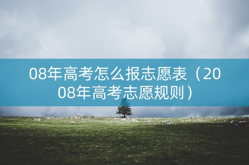 08年高考怎么报志愿表（2008年高考志愿规则）