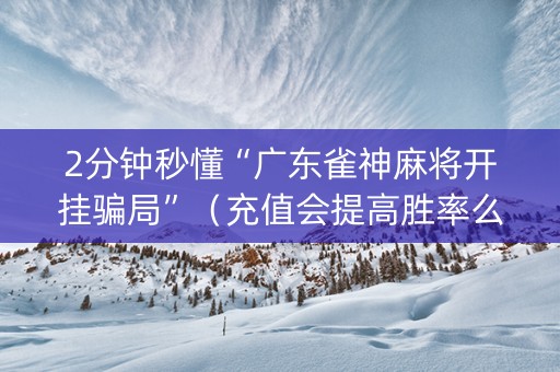 2分钟秒懂“广东雀神麻将开挂骗局”（充值会提高胜率么)