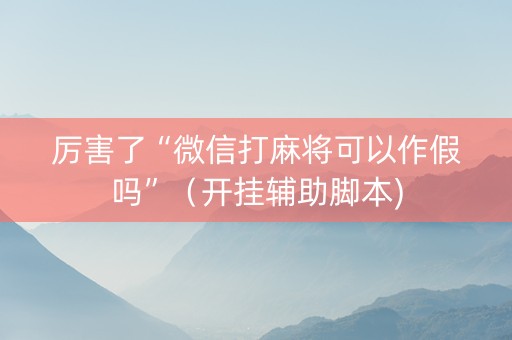 厉害了“微信打麻将可以作假吗”（开挂辅助脚本)