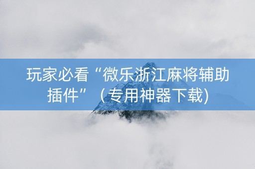 玩家必看“微乐浙江麻将辅助插件”（专用神器下载)
