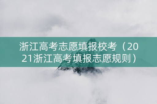 浙江高考志愿填报校考（2021浙江高考填报志愿规则）