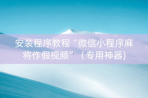 安装程序教程“微信小程序麻将作假视频”（专用神器)