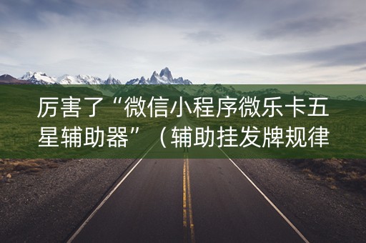 厉害了“微信小程序微乐卡五星辅助器”（辅助挂发牌规律)