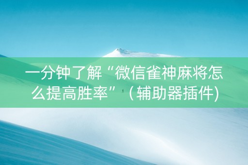 一分钟了解“微信雀神麻将怎么提高胜率”（辅助器插件)