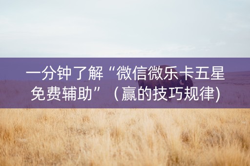 一分钟了解“微信微乐卡五星免费辅助”（赢的技巧规律)