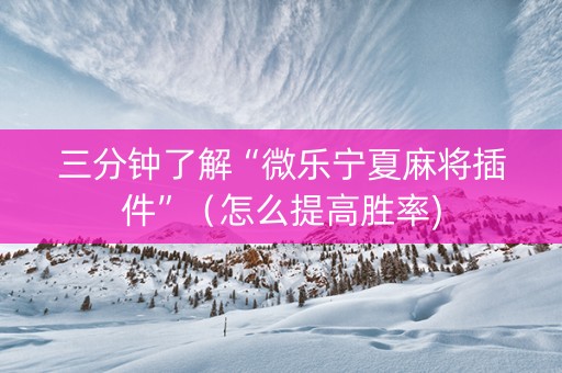 三分钟了解“微乐宁夏麻将插件”（怎么提高胜率)