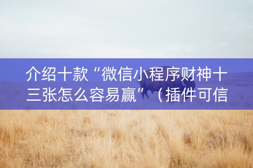 介绍十款“微信小程序财神十三张怎么容易赢”（插件可信吗)