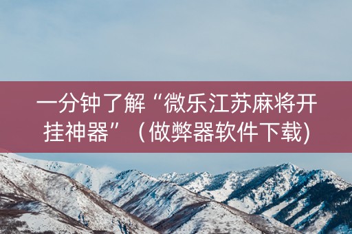 一分钟了解“微乐江苏麻将开挂神器”（做弊器软件下载)