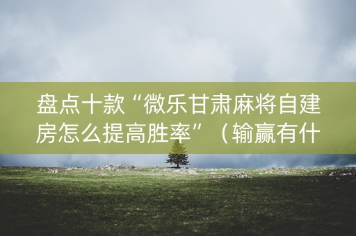 盘点十款“微乐甘肃麻将自建房怎么提高胜率”（输赢有什么规律)