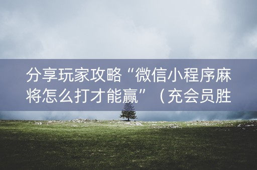 分享玩家攻略“微信小程序麻将怎么打才能赢”（充会员胜率高)