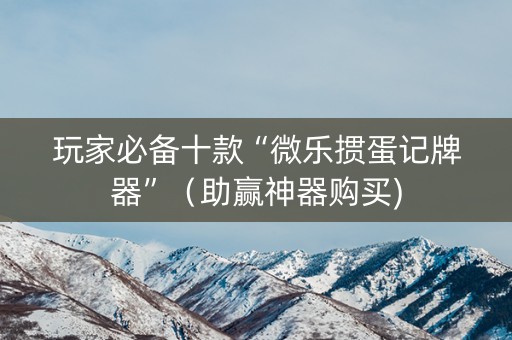 玩家必备十款“微乐掼蛋记牌器”（助赢神器购买)