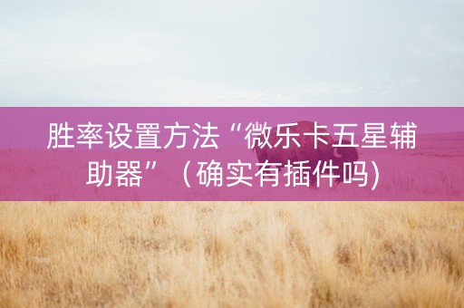 胜率设置方法“微乐卡五星辅助器”（确实有插件吗)