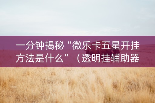 一分钟揭秘“微乐卡五星开挂方法是什么”（透明挂辅助器)