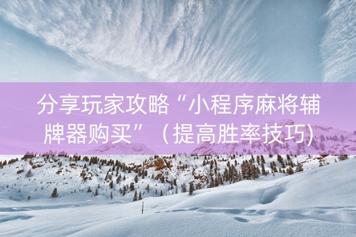 分享玩家攻略“小程序麻将辅牌器购买”（提高胜率技巧)