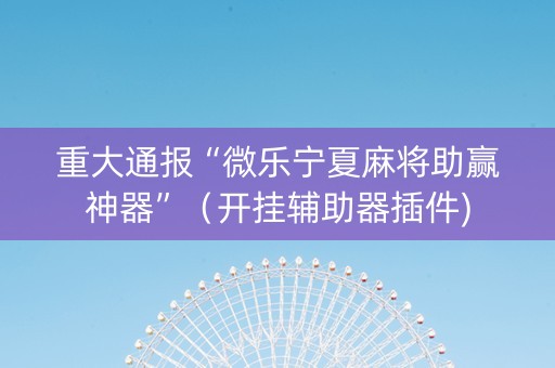 重大通报“微乐宁夏麻将助赢神器”（开挂辅助器插件)