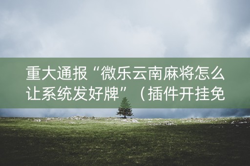 重大通报“微乐云南麻将怎么让系统发好牌”（插件开挂免费AI)