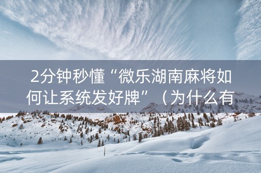 2分钟秒懂“微乐湖南麻将如何让系统发好牌”（为什么有人一直赢)